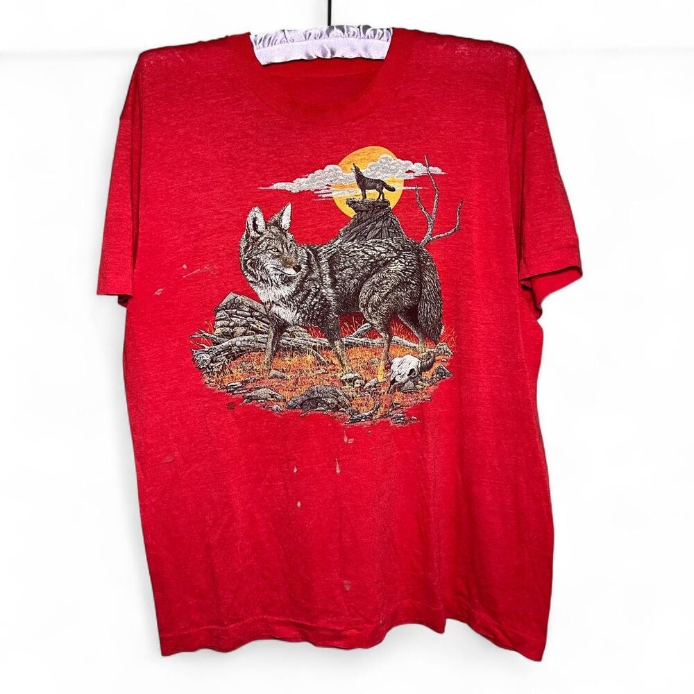 Vintage Coyote Nature Animal Desert Old Grandpa Core Skater Grunge Shirt Large